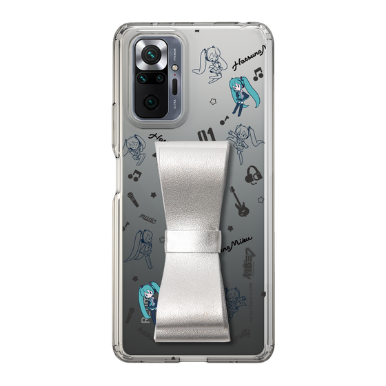 Slim Protection Case - STAND & RING RIBBON Silver［ HATSUNE MIKU - Ribbon - Instrumental - Monochrome ］