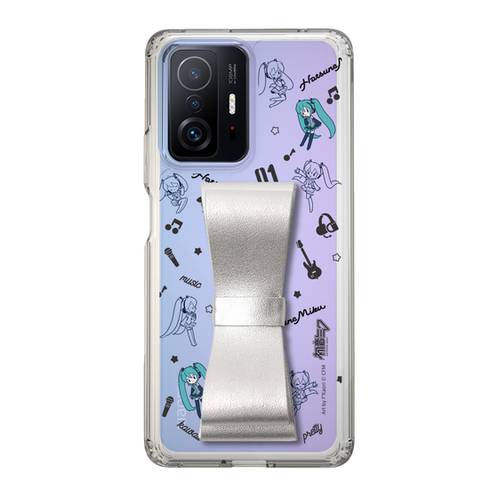 Slim Protection Case - STAND & RING RIBBON Silver［ HATSUNE MIKU - Ribbon - Instrumental - Monochrome ］