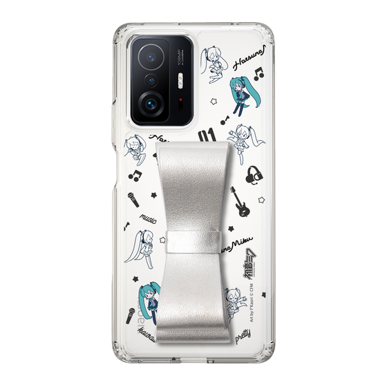 Slim Protection Case - STAND & RING RIBBON Silver［ HATSUNE MIKU - Ribbon - Instrumental - Monochrome ］