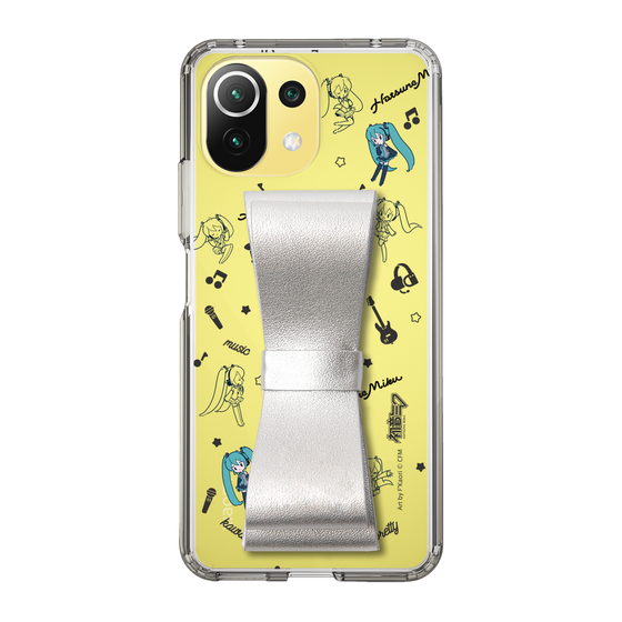 Slim Protection Case - STAND & RING RIBBON Silver［ HATSUNE MIKU - Ribbon - Instrumental - Monochrome ］