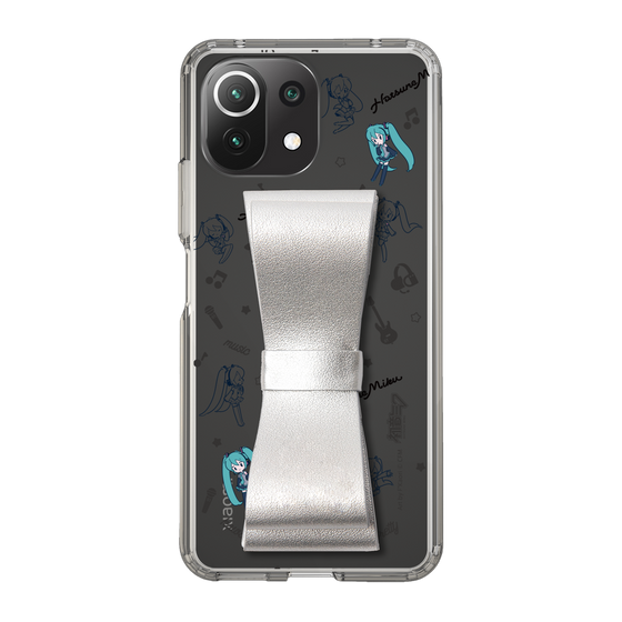 Slim Protection Case - STAND & RING RIBBON Silver［ HATSUNE MIKU - Ribbon - Instrumental - Monochrome ］