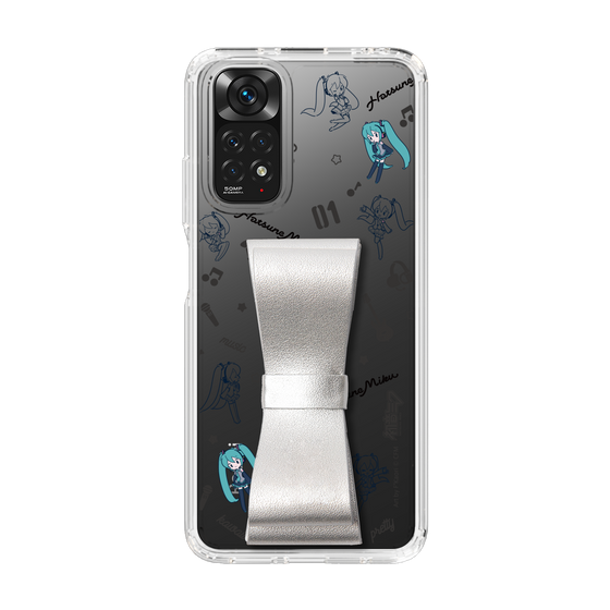 Slim Protection Case - STAND & RING RIBBON Silver［ HATSUNE MIKU - Ribbon - Instrumental - Monochrome ］