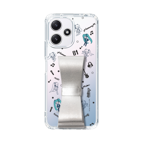 Slim Protection Case - STAND & RING RIBBON Silver［ HATSUNE MIKU - Ribbon - Instrumental - Monochrome ］