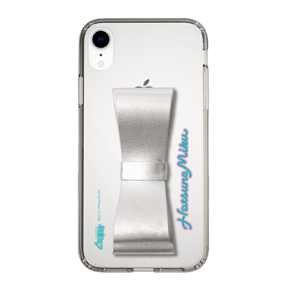 Slim Protection Case - STAND & RING RIBBON Silver［ HATSUNE MIKU - Ribbon - Logo ］