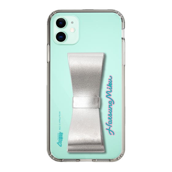Slim Protection Case - STAND & RING RIBBON Silver［ HATSUNE MIKU - Ribbon - Logo ］