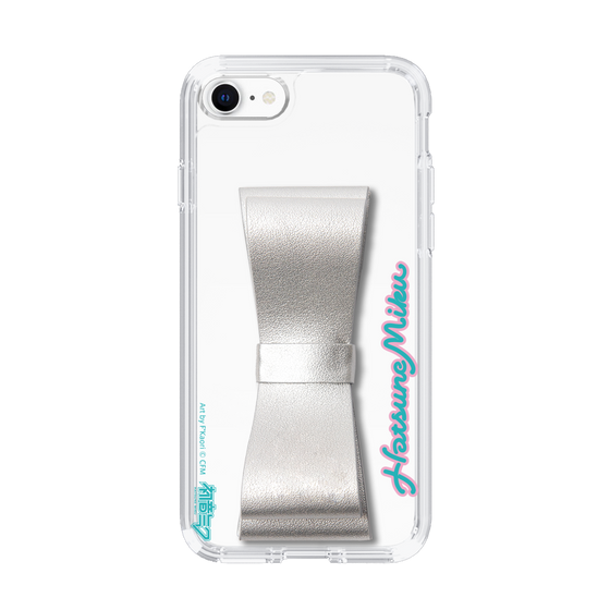 Slim Protection Case - STAND & RING RIBBON Silver［ HATSUNE MIKU - Ribbon - Logo ］