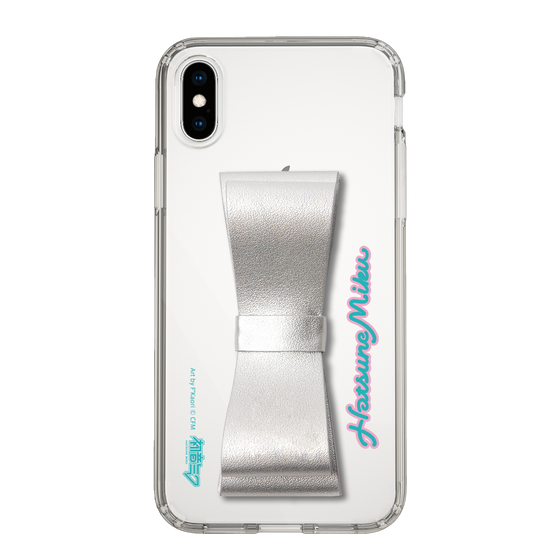 Slim Protection Case - STAND & RING RIBBON Silver［ HATSUNE MIKU - Ribbon - Logo ］