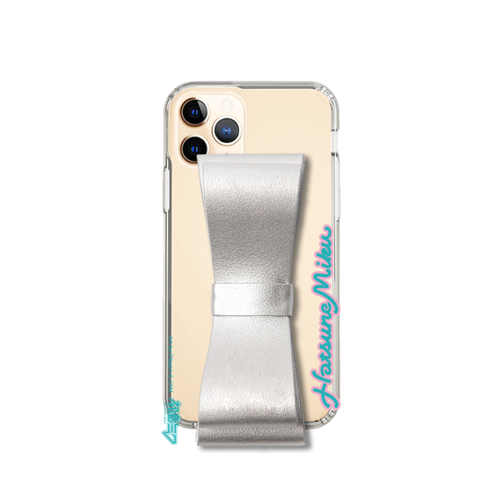 Slim Protection Case - STAND & RING RIBBON Silver［ HATSUNE MIKU - Ribbon - Logo ］