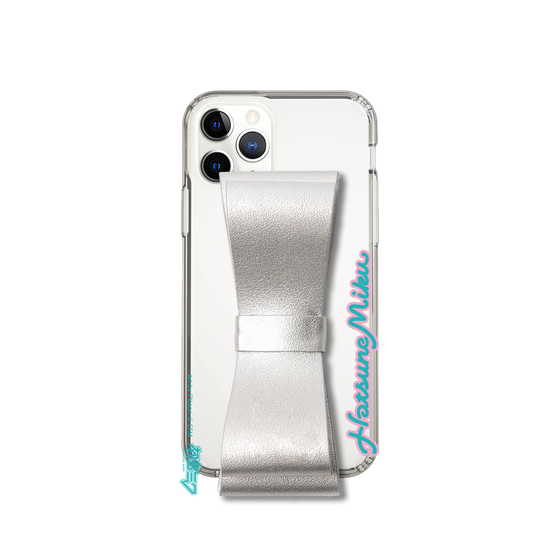 Slim Protection Case - STAND & RING RIBBON Silver［ HATSUNE MIKU - Ribbon - Logo ］