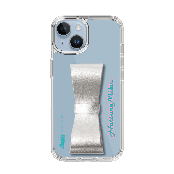 Slim Protection Case - STAND & RING RIBBON Silver［ HATSUNE MIKU - Ribbon - Logo ］
