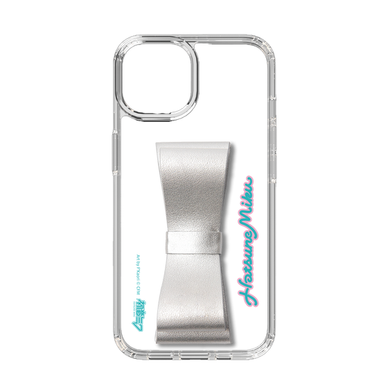 Slim Protection Case - STAND & RING RIBBON Silver［ HATSUNE MIKU - Ribbon - Logo ］