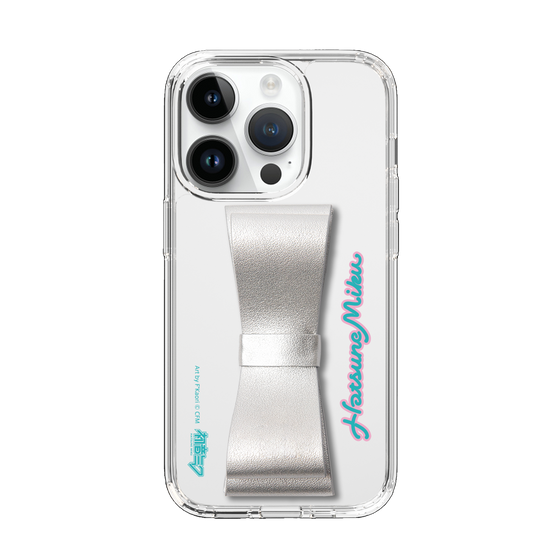 Slim Protection Case - STAND & RING RIBBON Silver［ HATSUNE MIKU - Ribbon - Logo ］