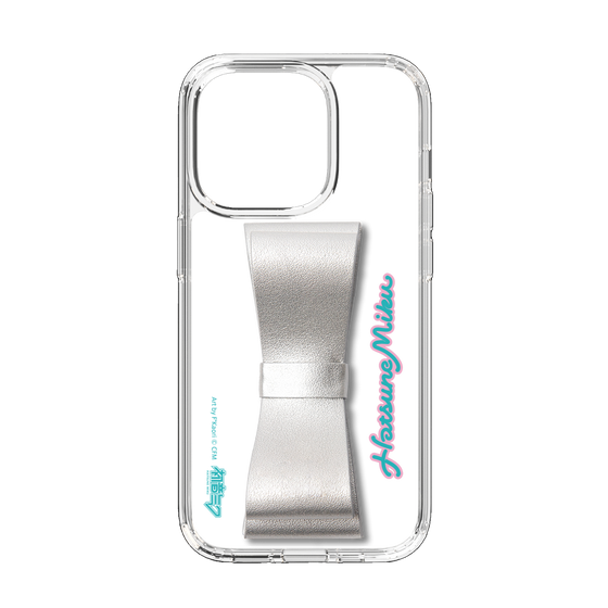 Slim Protection Case - STAND & RING RIBBON Silver［ HATSUNE MIKU - Ribbon - Logo ］