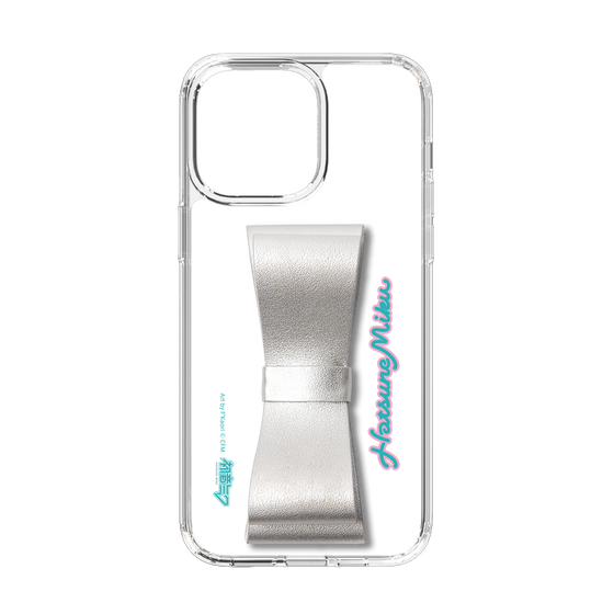 Slim Protection Case - STAND & RING RIBBON Silver［ HATSUNE MIKU - Ribbon - Logo ］