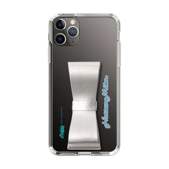 Slim Protection Case - STAND & RING RIBBON Silver［ HATSUNE MIKU - Ribbon - Logo ］