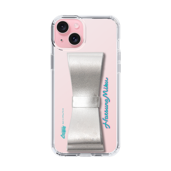 Slim Protection Case - STAND & RING RIBBON Silver［ HATSUNE MIKU - Ribbon - Logo ］
