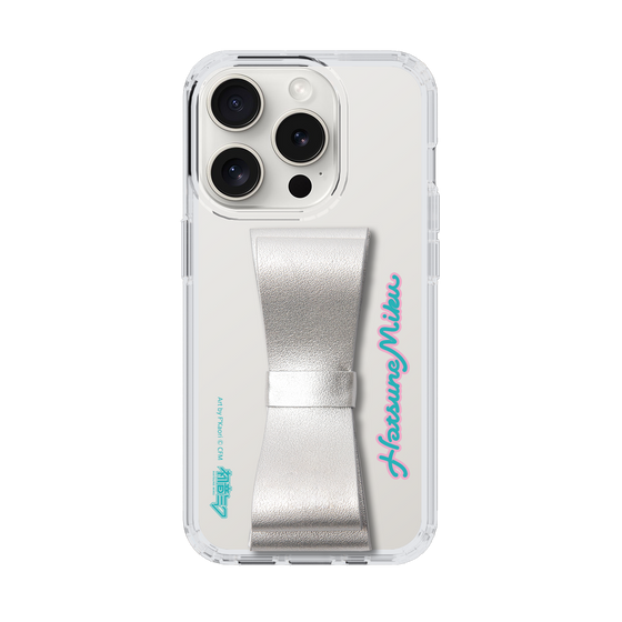 Slim Protection Case - STAND & RING RIBBON Silver［ HATSUNE MIKU - Ribbon - Logo ］