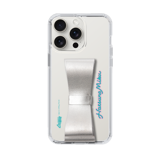 Slim Protection Case - STAND & RING RIBBON Silver［ HATSUNE MIKU - Ribbon - Logo ］
