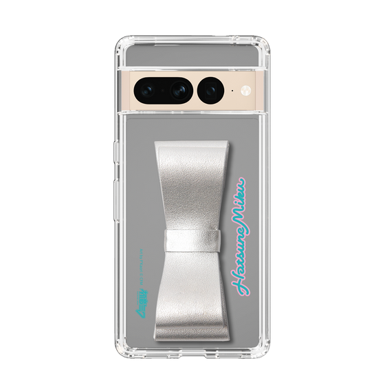 Slim Protection Case - STAND & RING RIBBON Silver［ HATSUNE MIKU - Ribbon - Logo ］