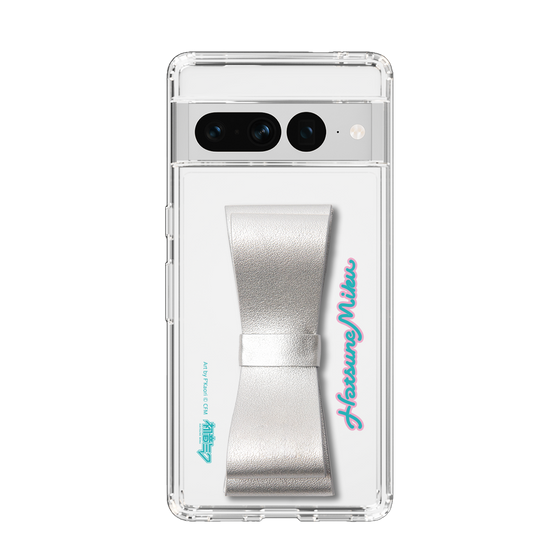 Slim Protection Case - STAND & RING RIBBON Silver［ HATSUNE MIKU - Ribbon - Logo ］