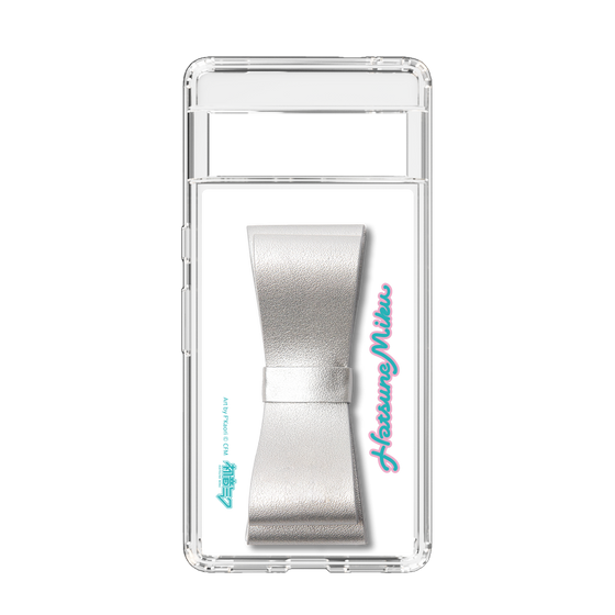 Slim Protection Case - STAND & RING RIBBON Silver［ HATSUNE MIKU - Ribbon - Logo ］