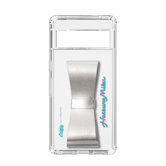 Slim Protection Case - STAND & RING RIBBON Silver［ HATSUNE MIKU - Ribbon - Logo ］