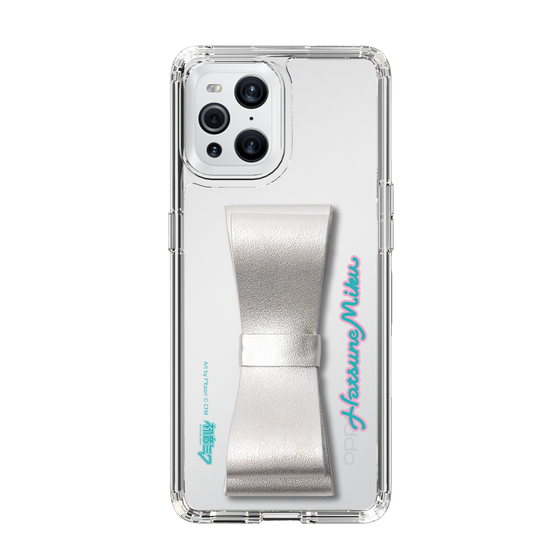 Slim Protection Case - STAND & RING RIBBON Silver［ HATSUNE MIKU - Ribbon - Logo ］