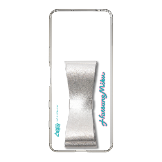 Slim Protection Case - STAND & RING RIBBON Silver［ HATSUNE MIKU - Ribbon - Logo ］