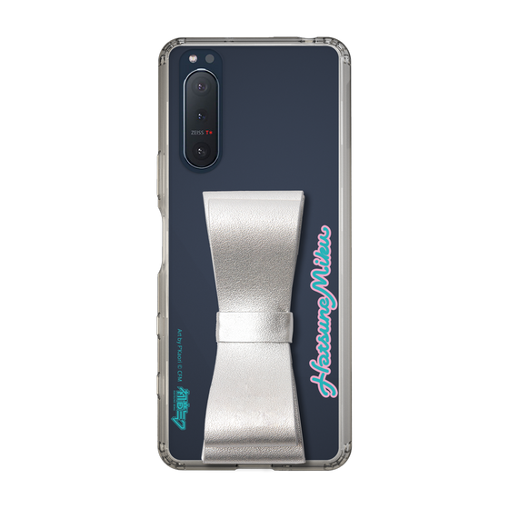 Slim Protection Case - STAND & RING RIBBON Silver［ HATSUNE MIKU - Ribbon - Logo ］