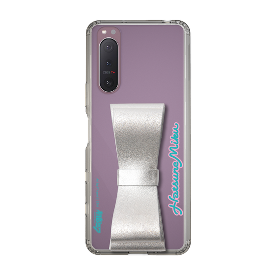 Slim Protection Case - STAND & RING RIBBON Silver［ HATSUNE MIKU - Ribbon - Logo ］