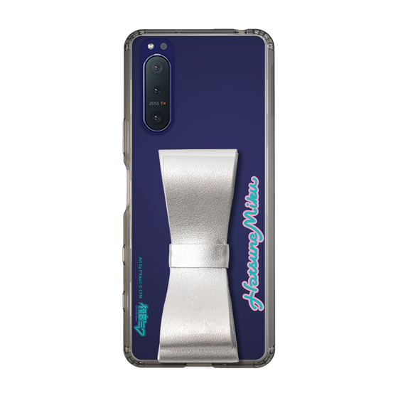 Slim Protection Case - STAND & RING RIBBON Silver［ HATSUNE MIKU - Ribbon - Logo ］