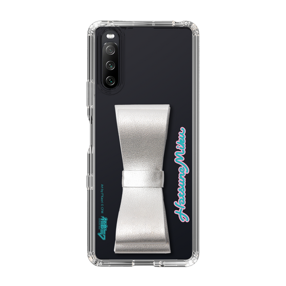 Slim Protection Case - STAND & RING RIBBON Silver［ HATSUNE MIKU - Ribbon - Logo ］