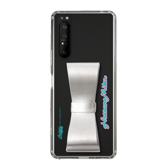 Slim Protection Case - STAND & RING RIBBON Silver［ HATSUNE MIKU - Ribbon - Logo ］