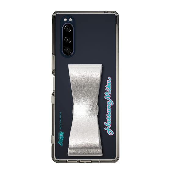 Slim Protection Case - STAND & RING RIBBON Silver［ HATSUNE MIKU - Ribbon - Logo ］