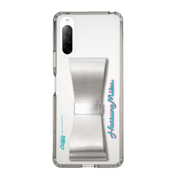Slim Protection Case - STAND & RING RIBBON Silver［ HATSUNE MIKU - Ribbon - Logo ］