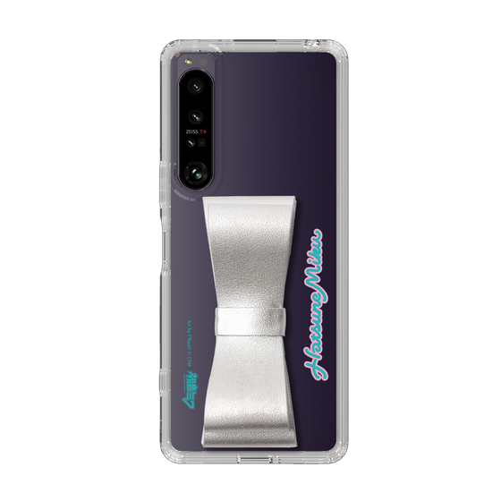 Slim Protection Case - STAND & RING RIBBON Silver［ HATSUNE MIKU - Ribbon - Logo ］