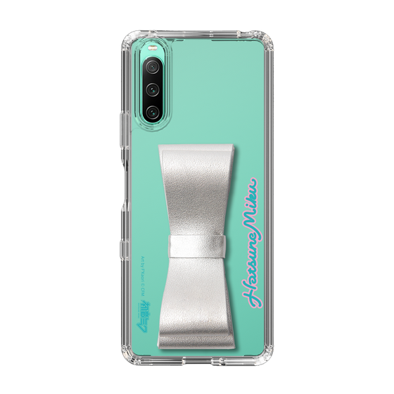 Slim Protection Case - STAND & RING RIBBON Silver［ HATSUNE MIKU - Ribbon - Logo ］