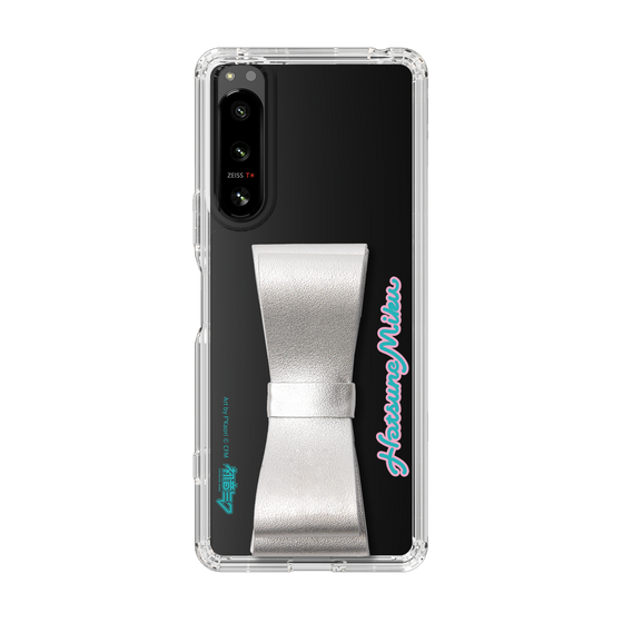 Slim Protection Case - STAND & RING RIBBON Silver［ HATSUNE MIKU - Ribbon - Logo ］