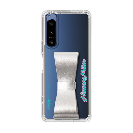 Slim Protection Case - STAND & RING RIBBON Silver［ HATSUNE MIKU - Ribbon - Logo ］