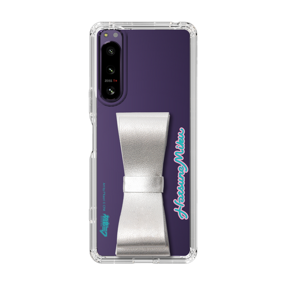 Slim Protection Case - STAND & RING RIBBON Silver［ HATSUNE MIKU - Ribbon - Logo ］