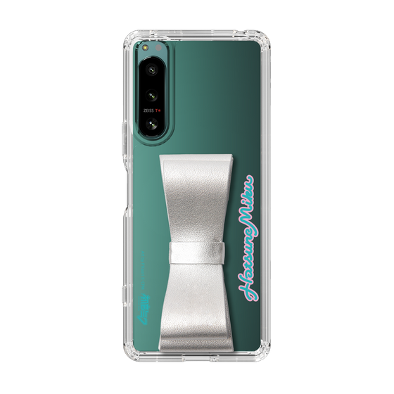 Slim Protection Case - STAND & RING RIBBON Silver［ HATSUNE MIKU - Ribbon - Logo ］