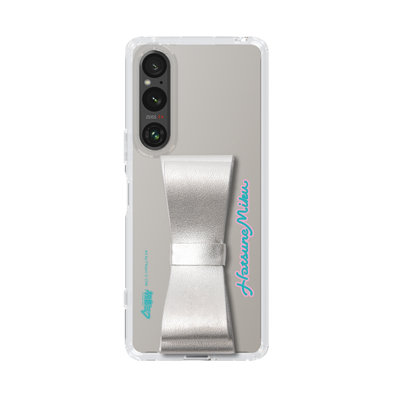 Slim Protection Case - STAND & RING RIBBON Silver［ HATSUNE MIKU - Ribbon - Logo ］