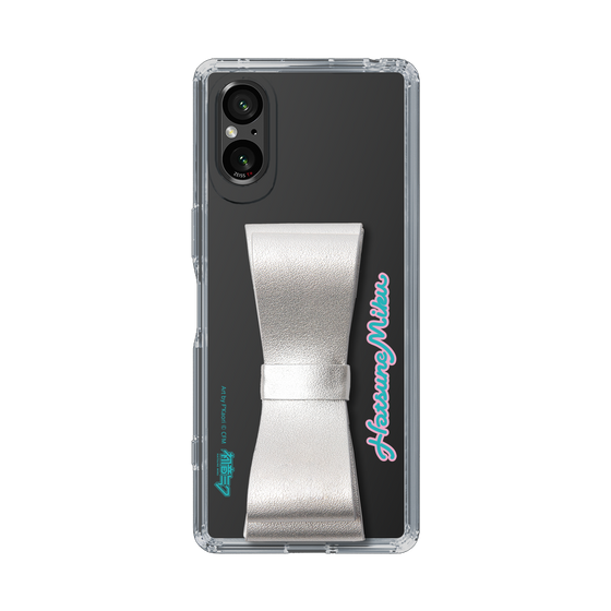 Slim Protection Case - STAND & RING RIBBON Silver［ HATSUNE MIKU - Ribbon - Logo ］