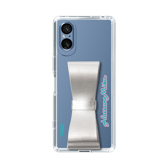 Slim Protection Case - STAND & RING RIBBON Silver［ HATSUNE MIKU - Ribbon - Logo ］