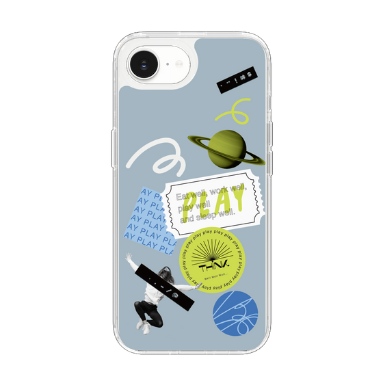 Slim Protection Case［ Playful sticker - Dusty Blue ］