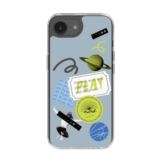 Slim Protection Case［ Playful sticker - Dusty Blue ］