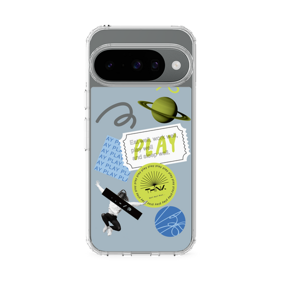 Slim Protection Case［ Playful sticker - Dusty Blue ］