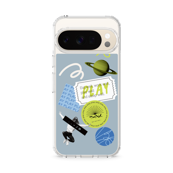 Slim Protection Case［ Playful sticker - Dusty Blue ］