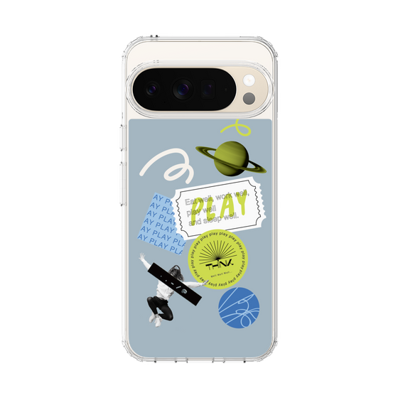 Slim Protection Case［ Playful sticker - Dusty Blue ］