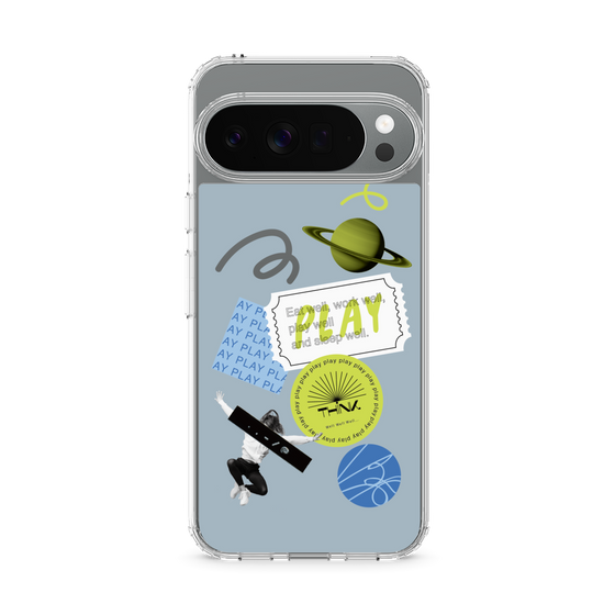 Slim Protection Case［ Playful sticker - Dusty Blue ］